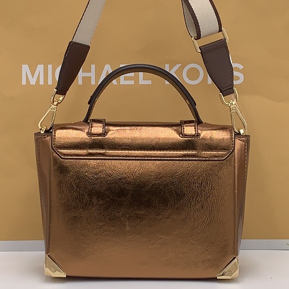 MICHAEL KORS 
Manhattan Medium Top Hand  School Patent Satchel MOCHA COLOR - Picture 9 of 16